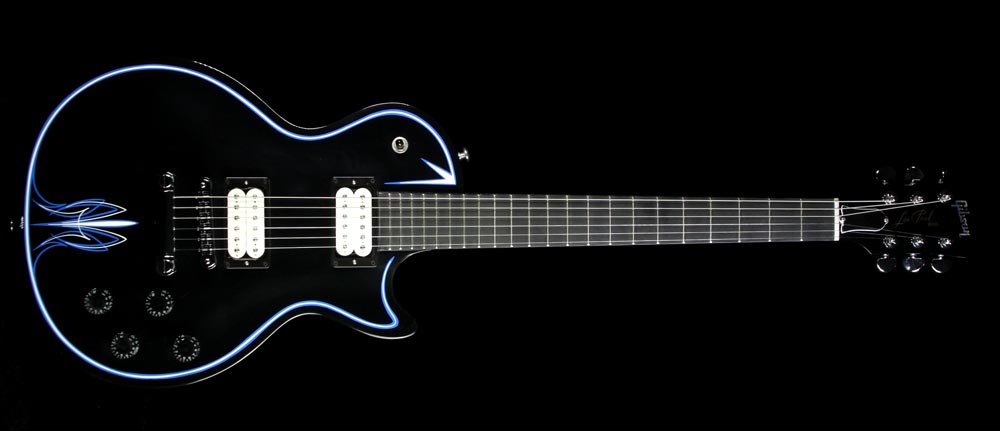 Gibson Les Paul Studio Hot Rod Electric Guitar Ebony with Blue and White Pinstripes — 2