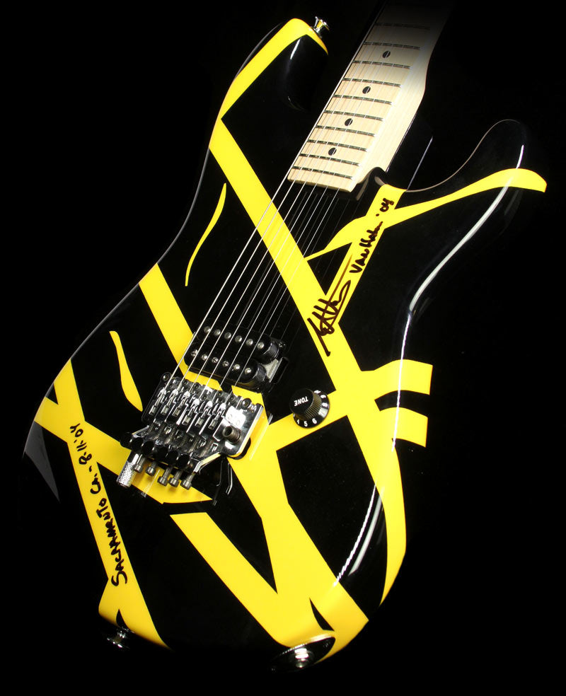 Used Charvel EVH Art Series Sacramento 2004 Electric Guitar Black with Yellow Stripes — 1