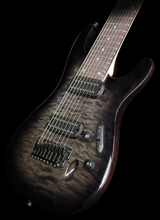 Used 2014 Ibanez S8QMTGB 8-String Electric Guitar Transparent Gray Burst