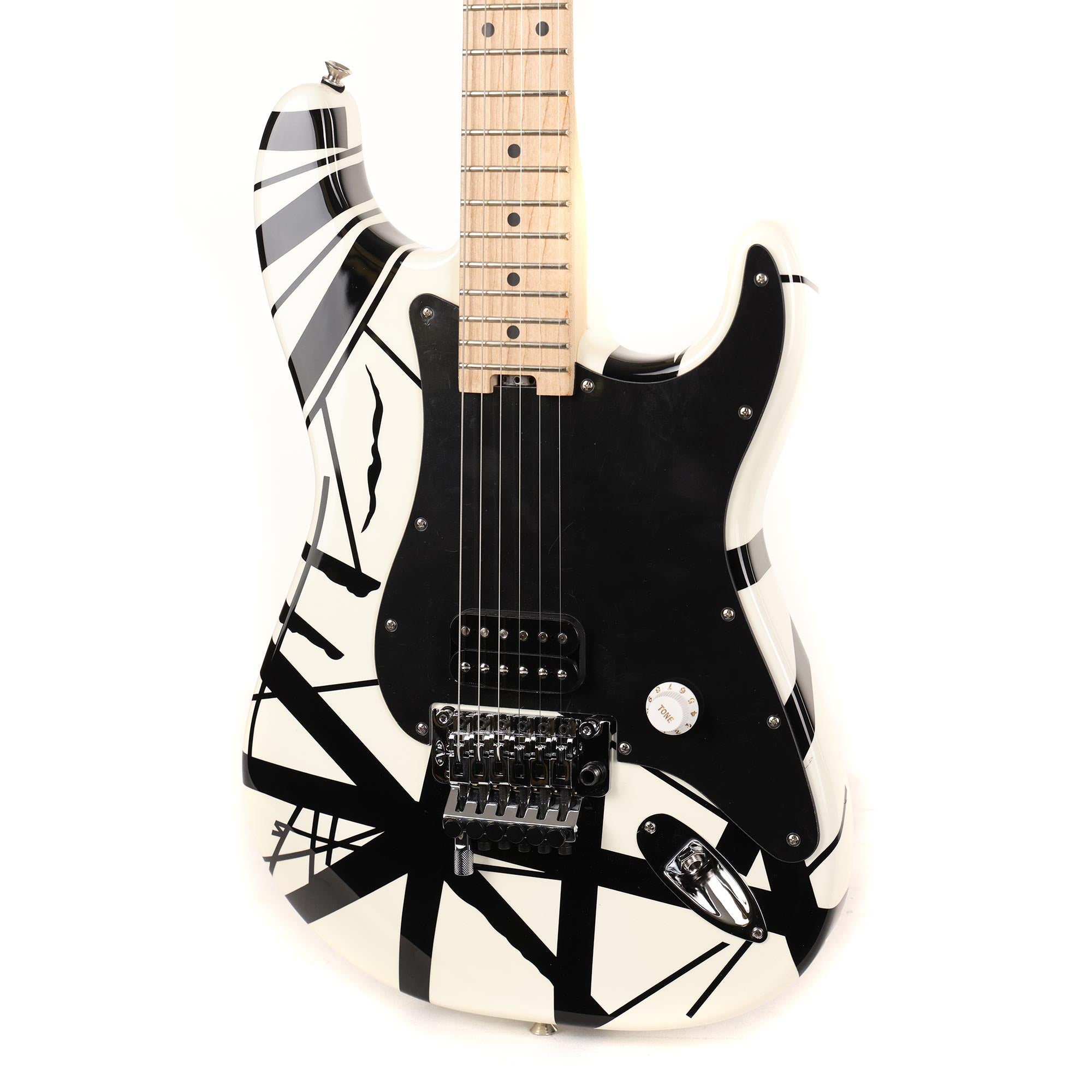 EVH Striped Series White with Black Stripes 2022 | The Music Zoo