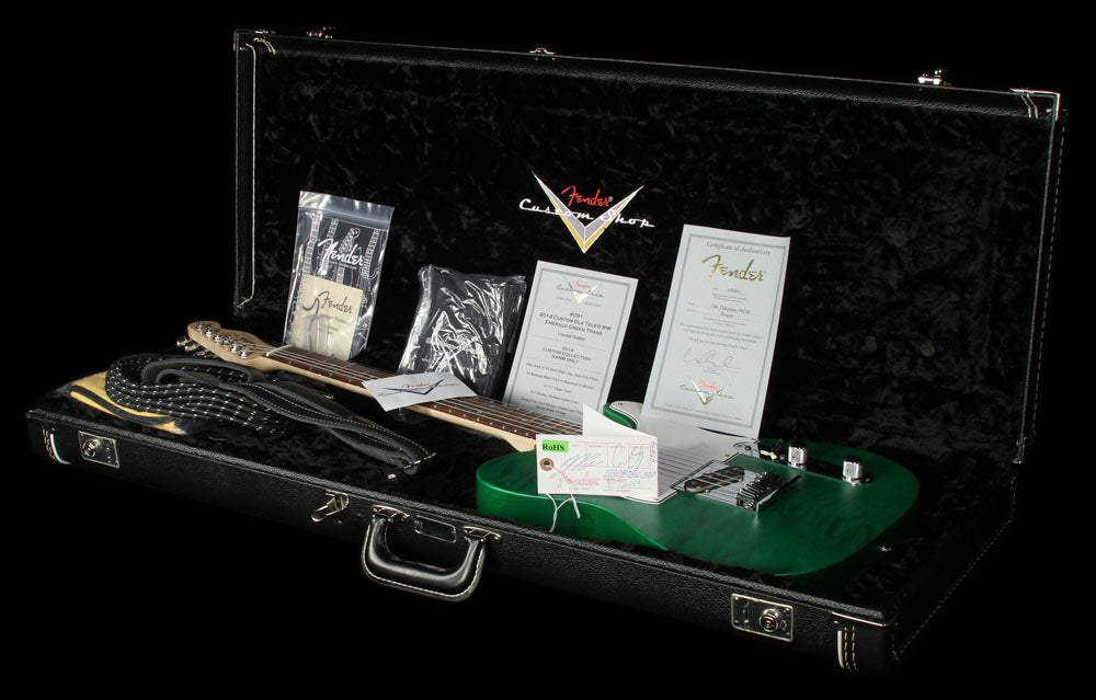 Used Fender Custom Shop Custom Deluxe Telecaster Electric Guitar Emerald Green Transparent — 4