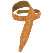 Levy's MS17T03 Tooled Suede Kokopelli Guitar Strap Honey