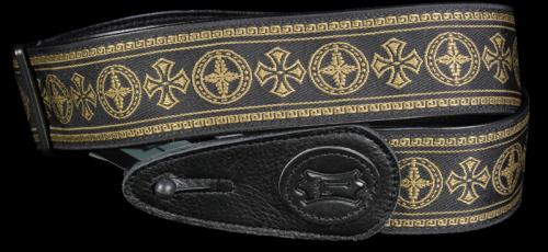 Levy's MGJ2-001 Jacquard Weave Guitar Strap Black and Gold