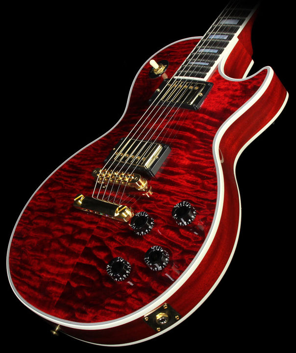 Used 2014 Gibson Custom Shop Les Paul Custom Quilt Maple Top Electric Guitar Transparent Red