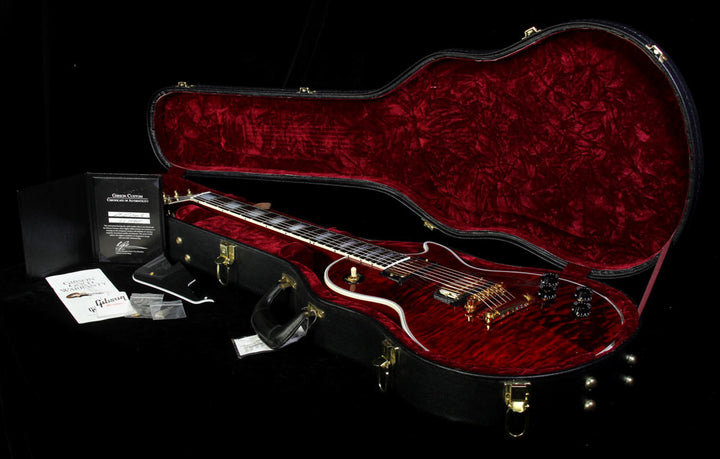 Used 2014 Gibson Custom Shop Les Paul Custom Quilt Maple Top Electric Guitar Transparent Red