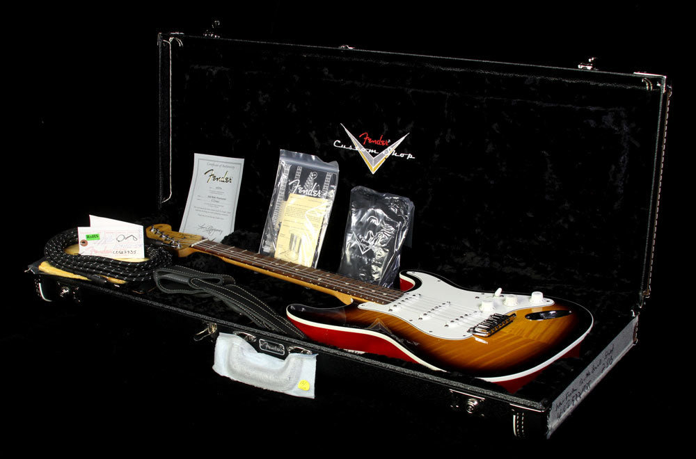 Used 2014 Fender Custom Shop Double Bound Slab Body Stratocaster Electric Guitar Two-Tone Sunburst — 4