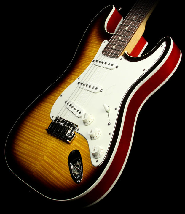 Used 2014 Fender Custom Shop Double Bound Slab Body Stratocaster Electric Guitar Two-Tone Sunburst
