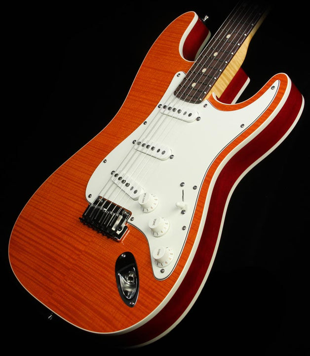 Used 2013 Fender Custom Shop Double Bound Slab Body Stratocaster Electric Guitar Transparent Orange