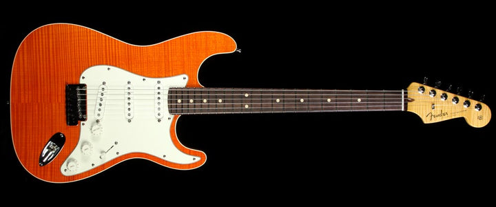 Used 2013 Fender Custom Shop Double Bound Slab Body Stratocaster Electric Guitar Transparent Orange