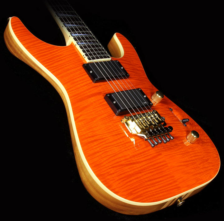 Used 2005 Jackson Custom Shop Soloist Archtop Flame Maple Electric Guitar Vintage Orange