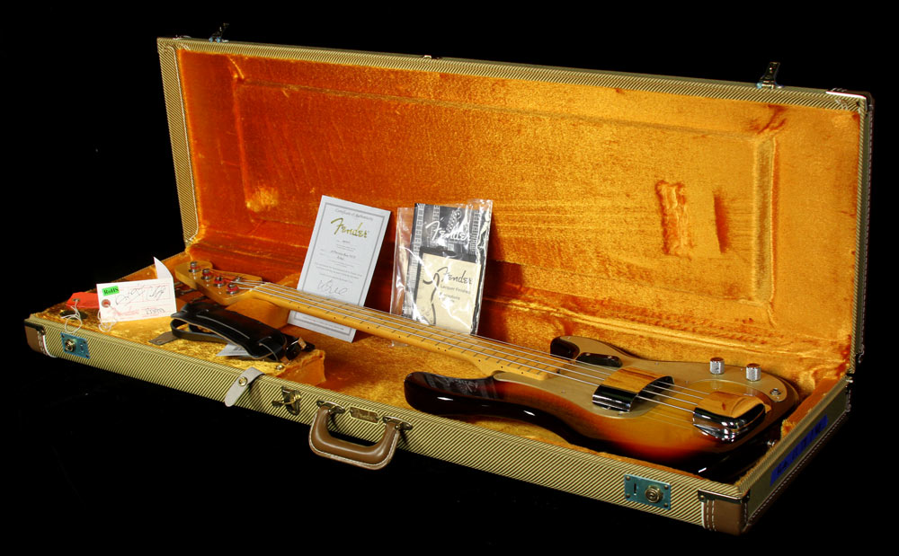 Used 2010 Fender Custom Shop 1958 Precision Bass Reissue NOS Electric Bass Guitar Three-Tone Sunburst — 4