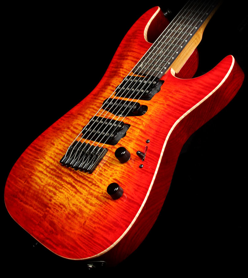Lipe Virtuoso 7 Fanned Fret Curly Maple Seven String Electric Guitar Fireburst — 1