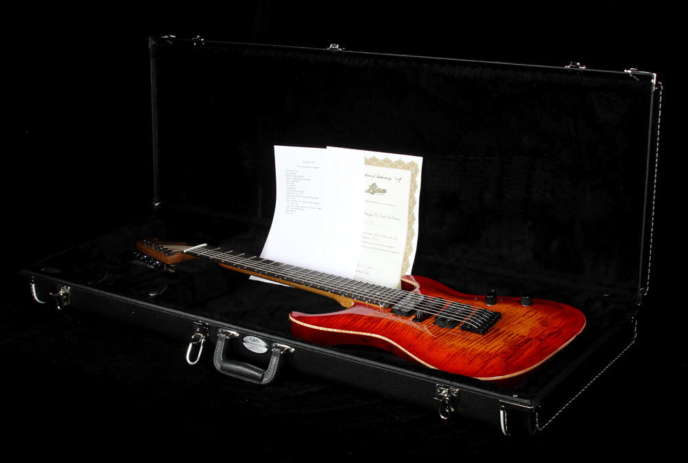Lipe Virtuoso 7 Fanned Fret Curly Maple Seven String Electric Guitar Fireburst — 4
