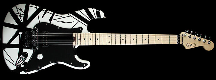 Used EVH Striped Series FU Tone Upgraded Electric Guitar White with Black Stripes