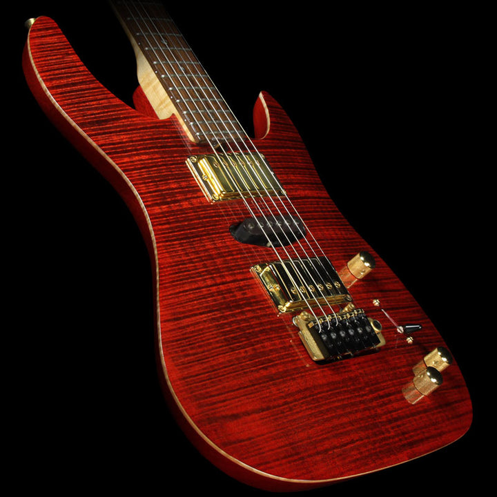 Used 2002 Brian Moore Custom Shop C90P Flame Top Electric Guitar Transparent Red