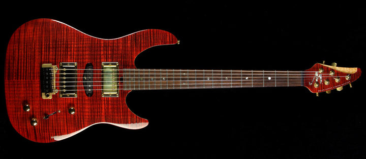 Used 2002 Brian Moore Custom Shop C90P Flame Top Electric Guitar Transparent Red