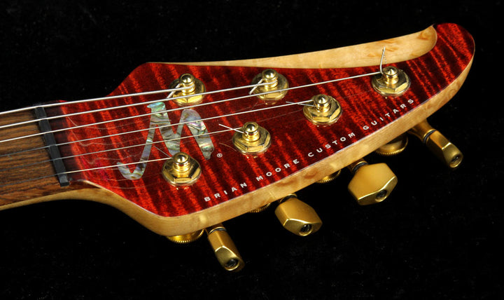 Used 2002 Brian Moore Custom Shop C90P Flame Top Electric Guitar Transparent Red