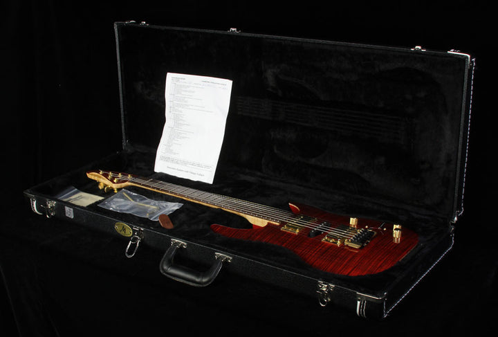 Used 2002 Brian Moore Custom Shop C90P Flame Top Electric Guitar Transparent Red