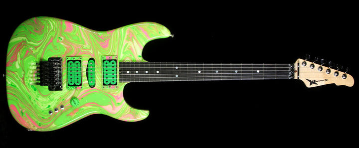 Used 2014 Wayne Guitars Meanie Green Electric Guitar Swirl Green/Pink