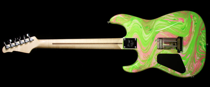 Used 2014 Wayne Guitars Meanie Green Electric Guitar Swirl Green/Pink