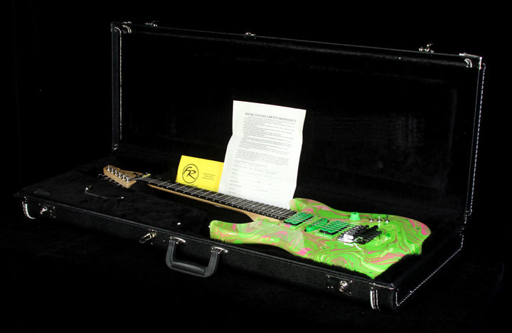 Used 2014 Wayne Guitars Meanie Green Electric Guitar Swirl Green/Pink