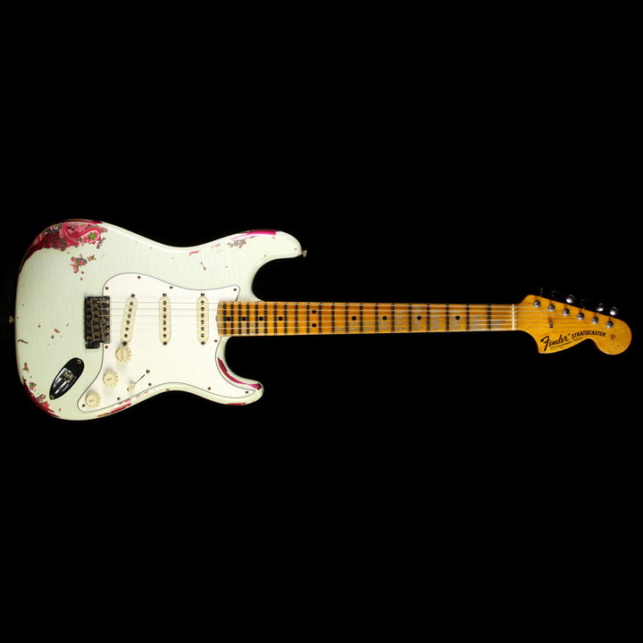 Fender Custom Shop 1969 Stratocaster Heavy Relic Electric Guitar Olympic White over Pink Paisley