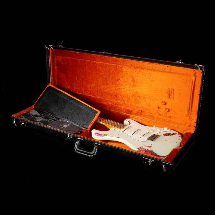 Fender Custom Shop 1969 Stratocaster Heavy Relic Electric Guitar Olympic White over Pink Paisley