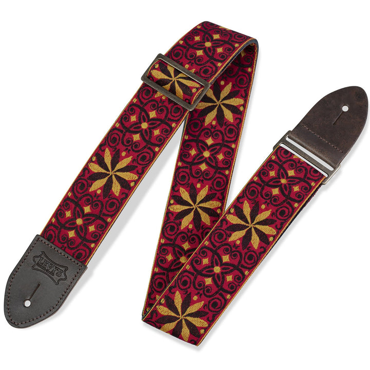 Levys M8HTV-21 2 Vintage Hootenanny Guitar Strap Red and Yellow