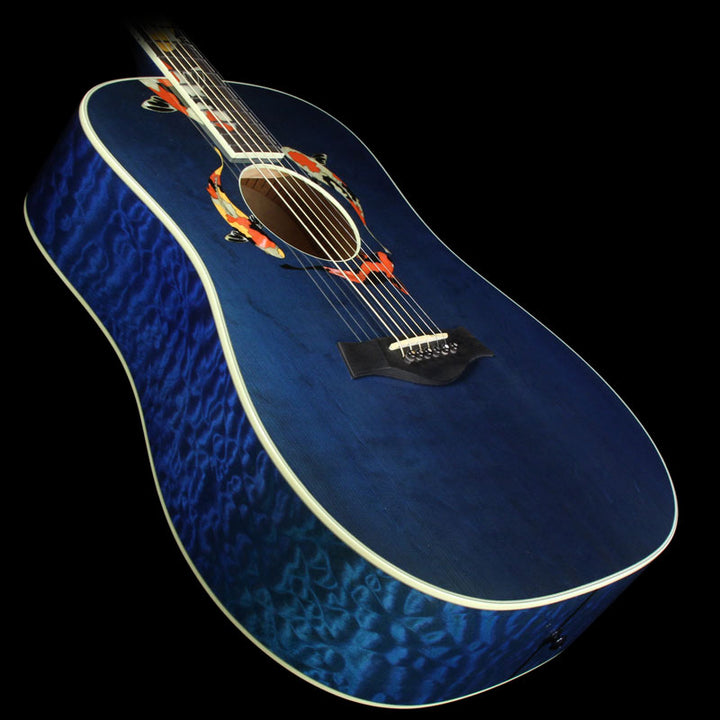 Used 2000 Taylor Limited Edition Gallery Series Living Jewels Koi Dreadnought Acoustic Guitar Aqua Blue Transparent