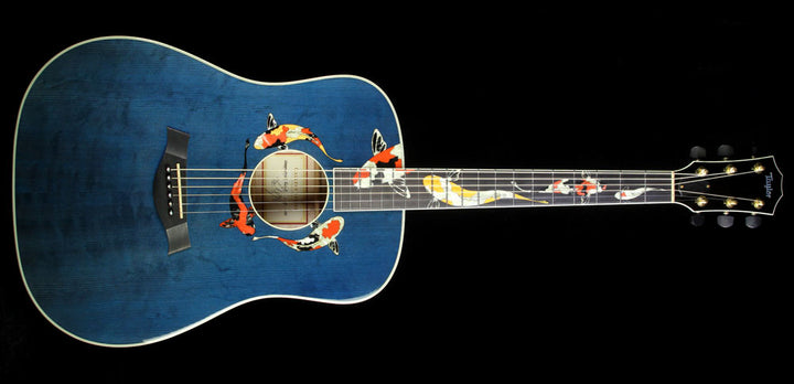 Used 2000 Taylor Limited Edition Gallery Series Living Jewels Koi Dreadnought Acoustic Guitar Aqua Blue Transparent