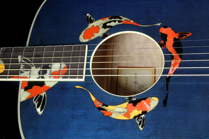 Used 2000 Taylor Limited Edition Gallery Series Living Jewels Koi Dreadnought Acoustic Guitar Aqua Blue Transparent
