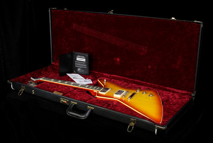 Used 2013 Gibson Custom Shop 1958 Explorer Flame Top Reissue Electric Guitar Heritage Cherry Sunburst