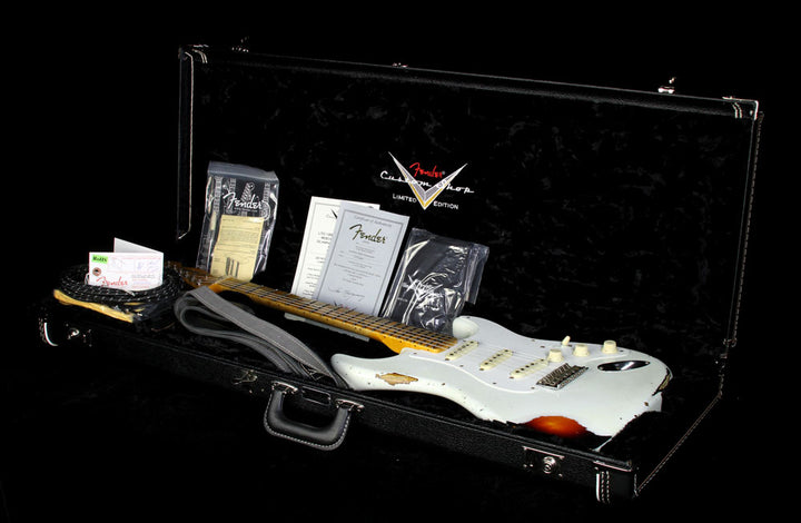 Fender Custom Shop 2016 NAMM Display 1956 Mischief Maker Stratocaster Electric Guitar Olympic White over 3-Tone Sunburst