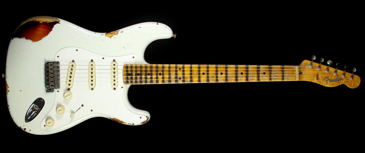Fender Custom Shop 2016 NAMM Display 1956 Mischief Maker Stratocaster Electric Guitar Olympic White over 3-Tone Sunburst