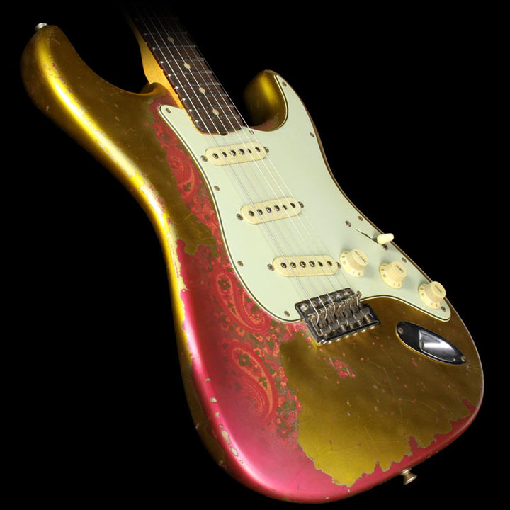 Used 2014 Fender Custom Shop Masterbuilt Jason Smith '60 Heavy Relic Stratocaster Electric Guitar Frost Gold on Pink Paisley