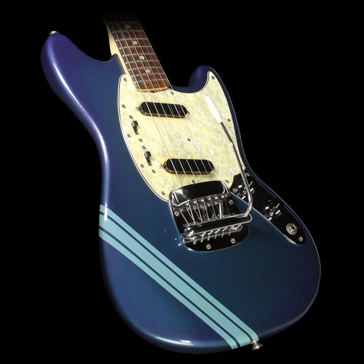 Used 1969 Fender Mustang Electric Guitar Competition Blue with Matching Headstock and Racing Stripe
