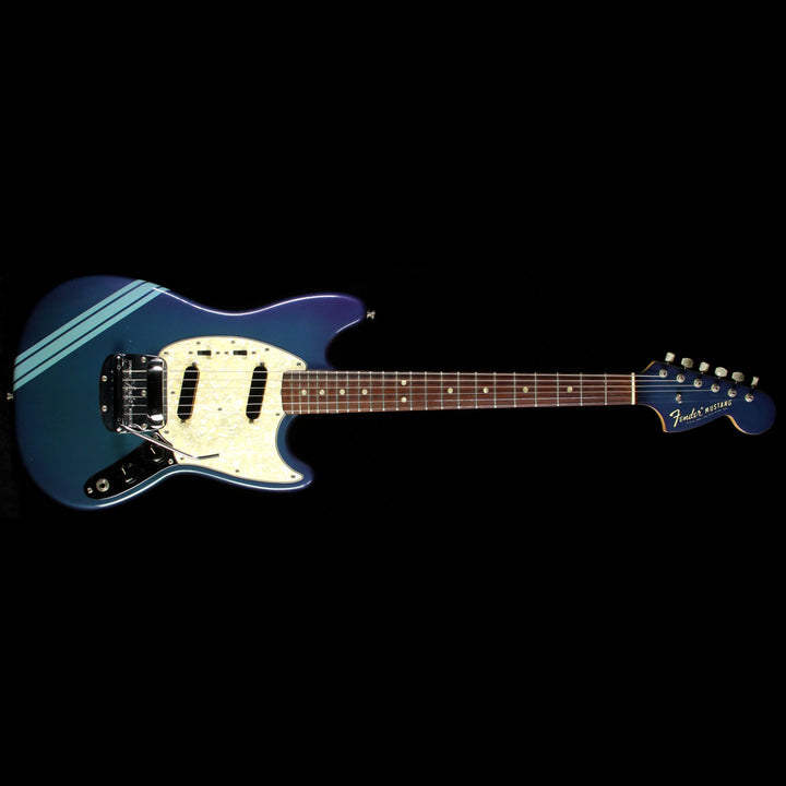 Used 1969 Fender Mustang Electric Guitar Competition Blue with Matching Headstock and Racing Stripe