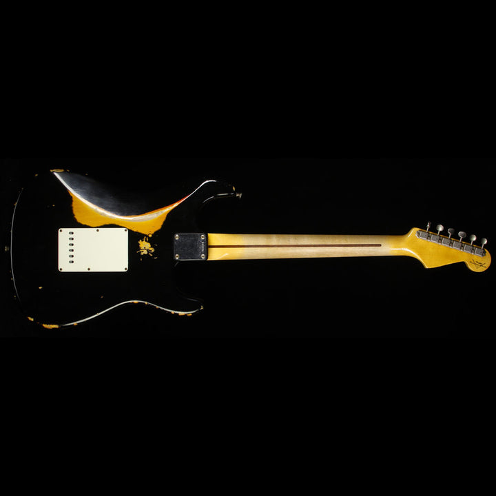 Used 2015 Fender Custom Shop 1957 Stratocaster Relic Left-Handed Electric Guitar Black over 2-Tone Sunburst