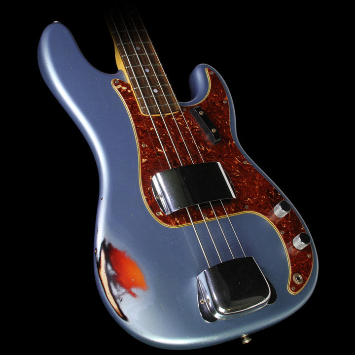 Used 2013 Fender Custom Shop 1964 Precision Bass Relic Electric Bass Ice Blue Metallic over 3-Tone Sunburst