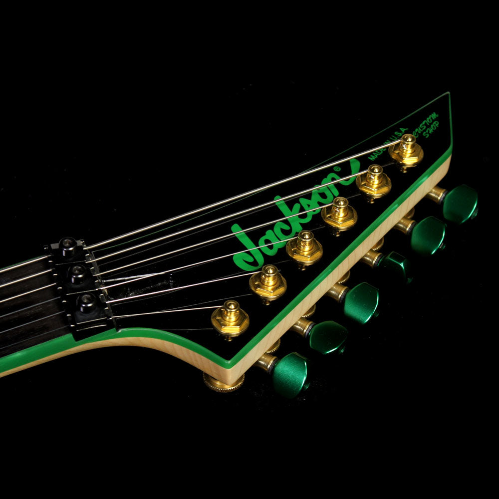 Used 2013 Jackson Custom Shop Star Electric Guitar Black w/Green Neck Binding — 4