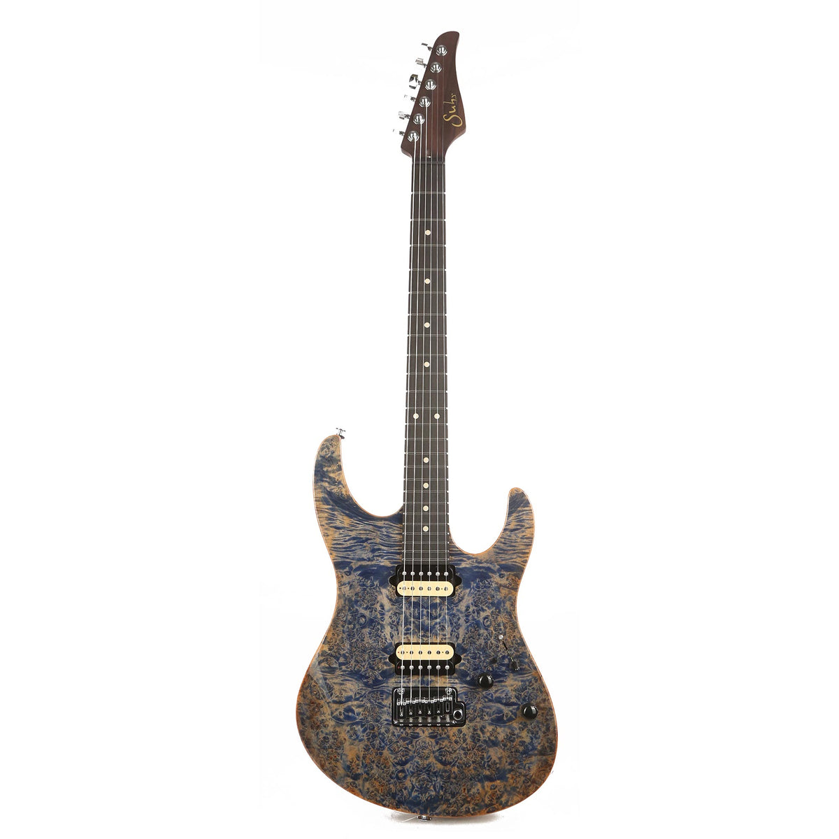 Suhr Modern Waterfall Burl Maple Trans Blue Denim — 2