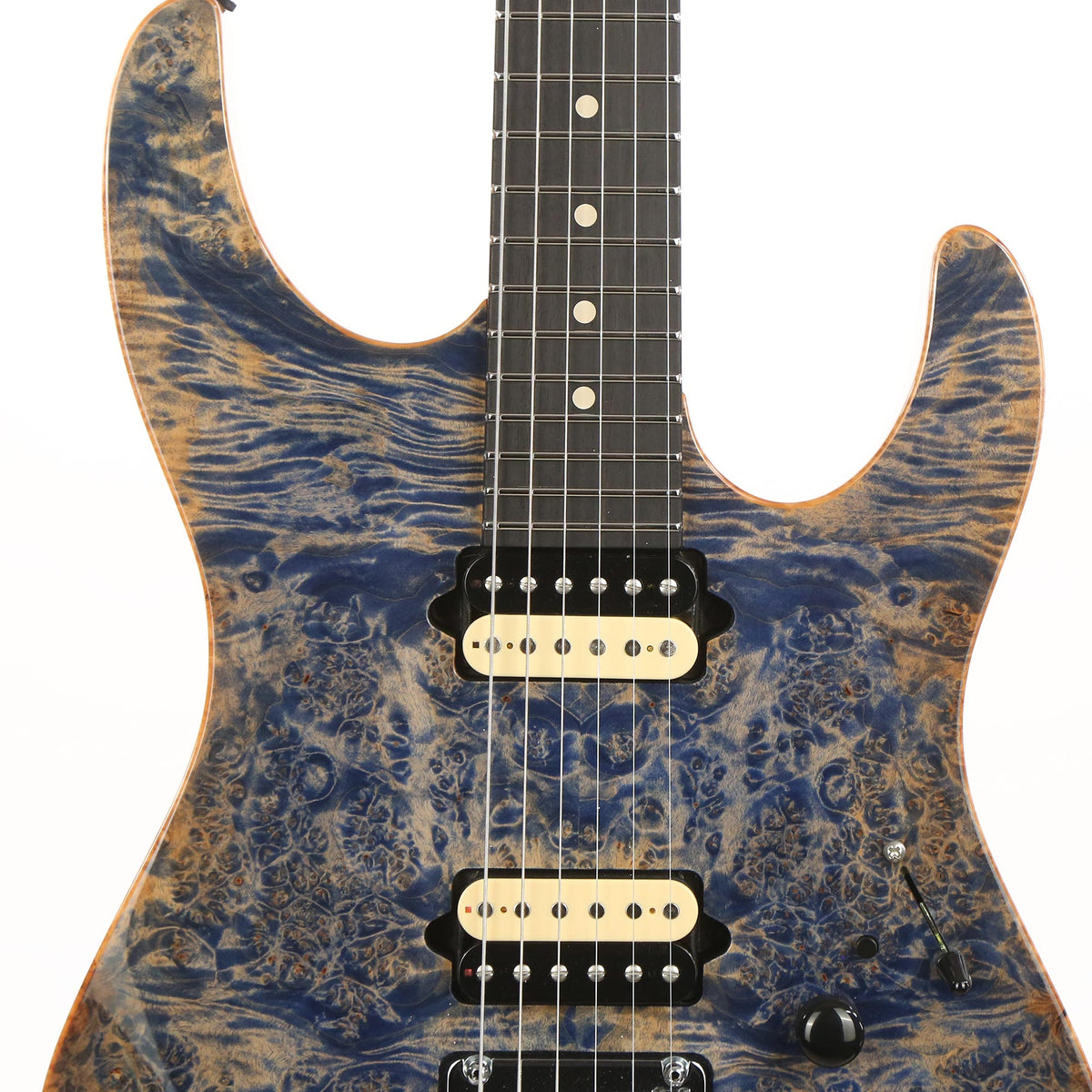 Suhr Modern Waterfall Burl Maple Trans Blue Denim — 7