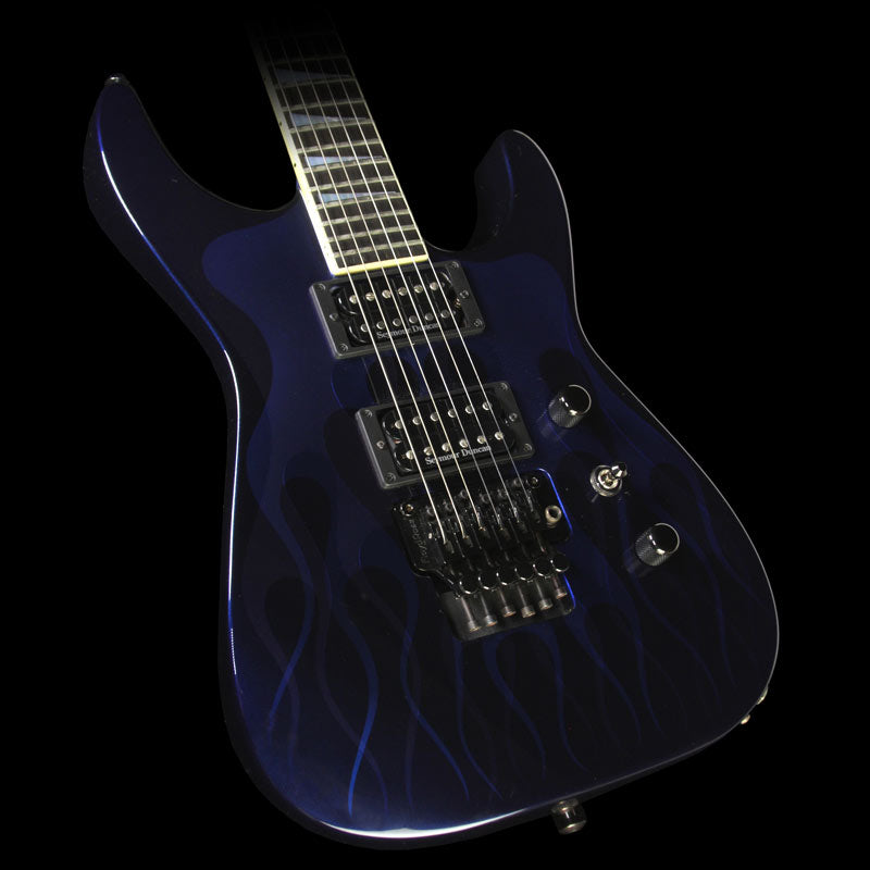 Used Jackson USA Select SL2H Soloist Electric Guitar Black with Blue Flames — 1