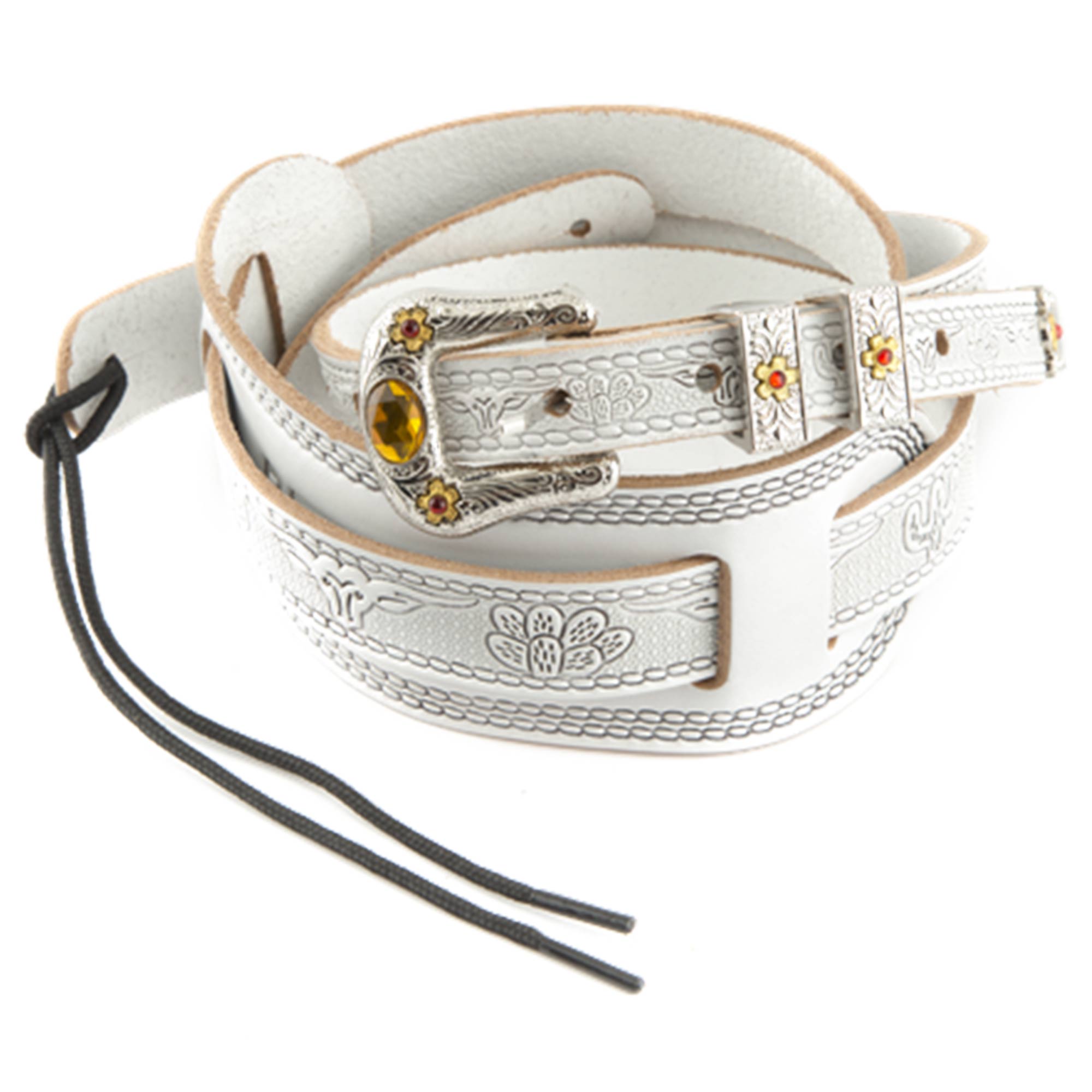 Gretsch Tooled White Leather Guitar Strap | The Music Zoo