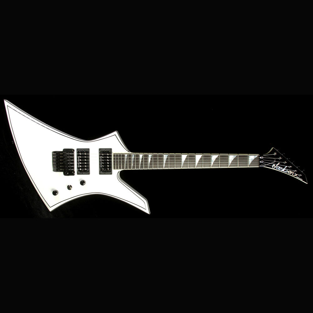 Used Jackson USA Select KE2 Kelly Electric Guitar Snow White with Black Pinstripes — 2