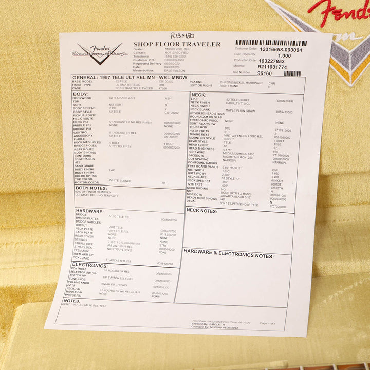 Fender Custom Shop 1952 Telecaster Ultra Relic Masterbuilt Dale Wilson White Blonde