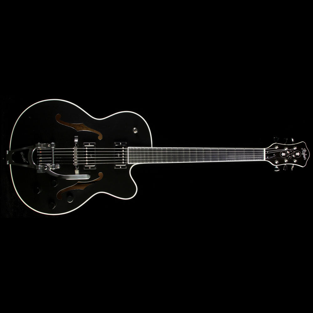 Used Hofner Thin President Semi-Hollow Electric Guitar Black — 2