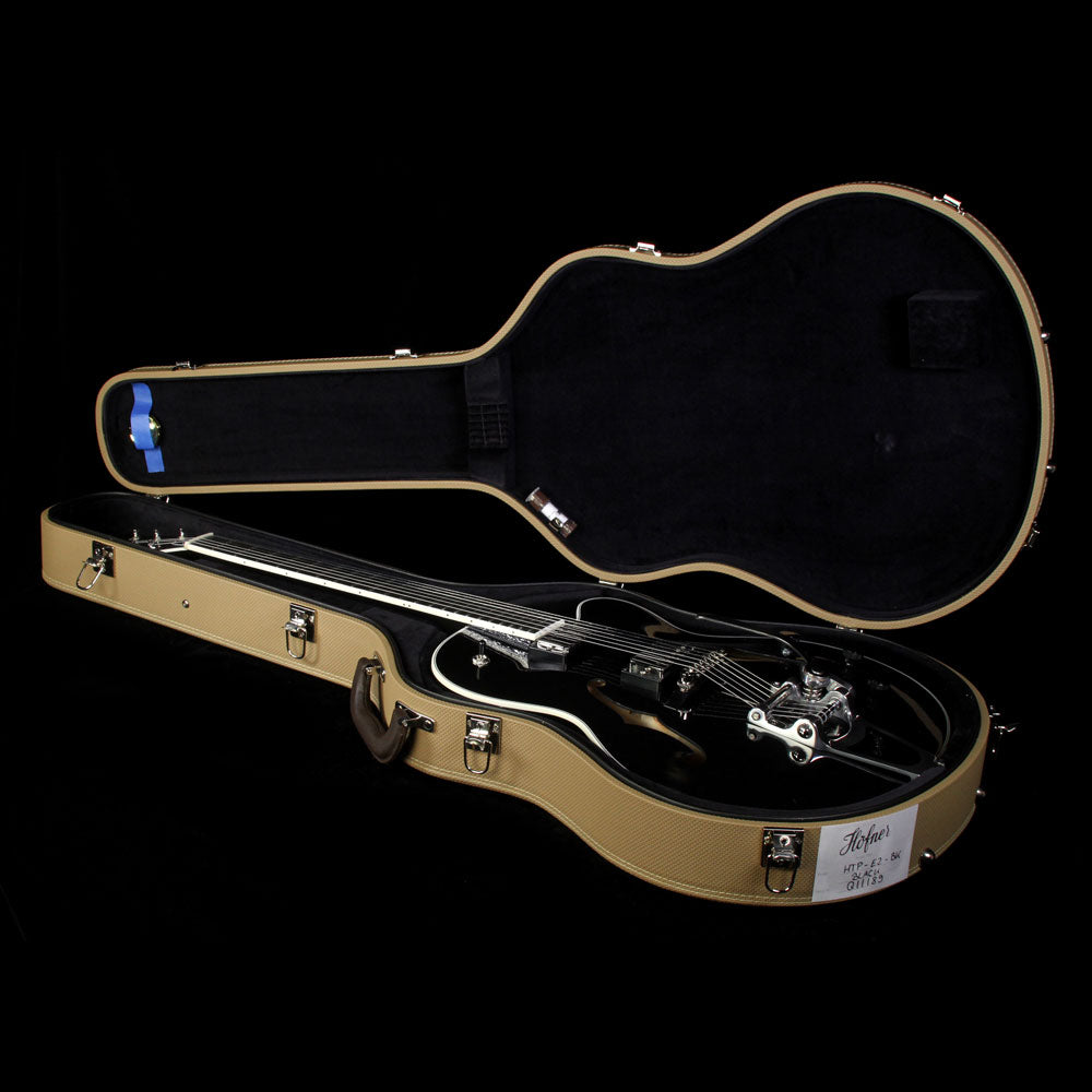 Used Hofner Thin President Semi-Hollow Electric Guitar Black — 6