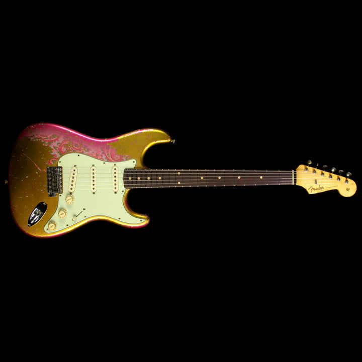 Used 2015 Fender Custom Shop Master Built '60 Heavy Relic Stratocaster Electric Guitar Frost Gold on Pink Paisley