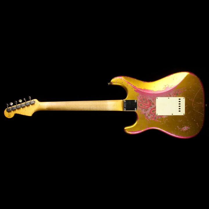 Used 2015 Fender Custom Shop Master Built '60 Heavy Relic Stratocaster Electric Guitar Frost Gold on Pink Paisley